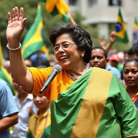 Ministra de Lula e deputados aliados desfilam