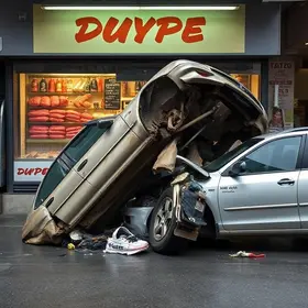 carro capota e invade açougue