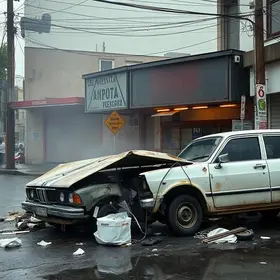 carro invade açougue