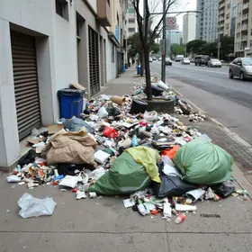 lixo acumulado nas calçadas